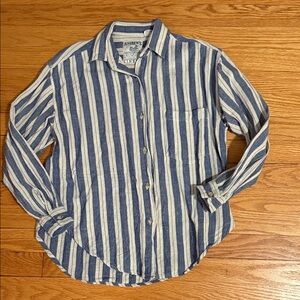 Vintage Andrew’s linen striped pinstripe button front shirt sz s small